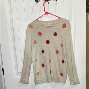 ST JOHNS BAY WOMENS BEIGE POLKA DOT LONG SLEEVE SWEATER SIZE MEDIUM
